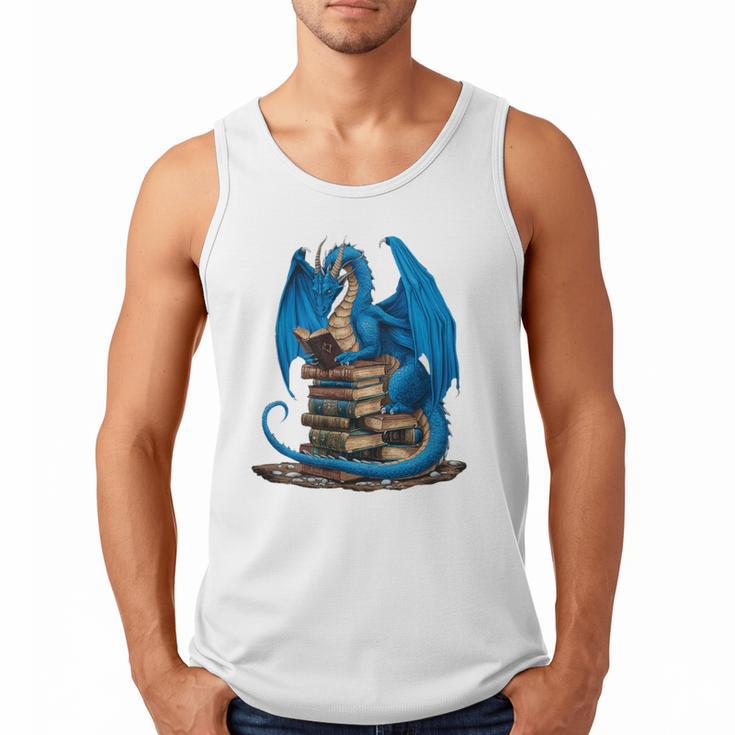 Book Lover Bookworm Reading Books Dragon Premium Tri-Blend Men Tank Top