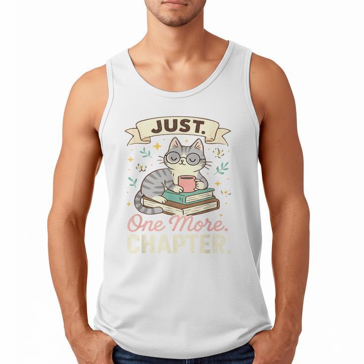 Book Lover Cute Cat Coffee Just 1 More Chapter Cozy Reading Men Tank Top