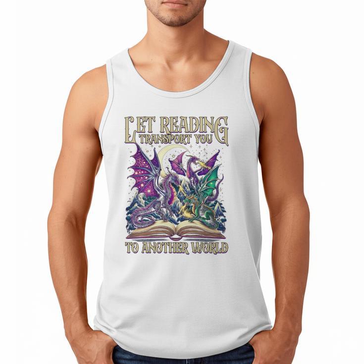 Book Lover Dragon Reading Transport You To Another World Men Tank Top