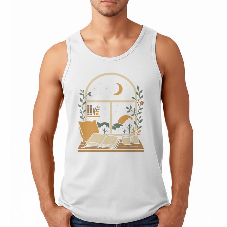 Book Lover Moonlight Reading Scene Night Men Tank Top