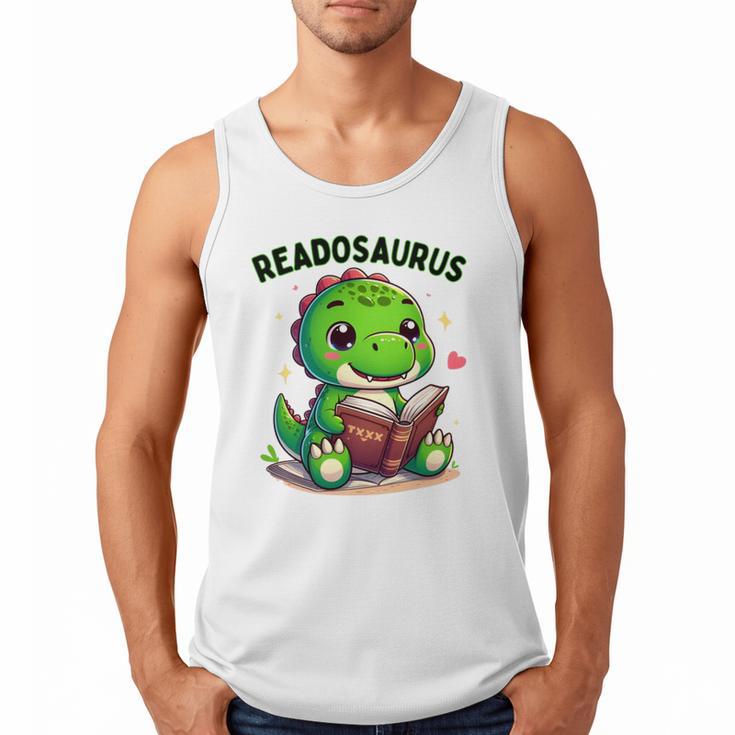 Book Lover Reading Dinosaur Readosaurus Library Men Tank Top