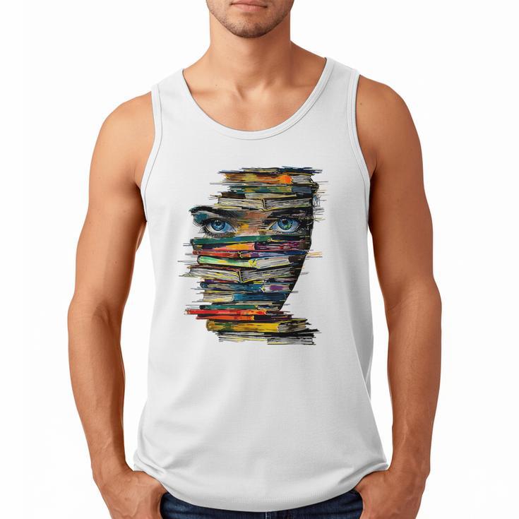 Book Women Graphic Art Colorful Eyes Men Tank Top