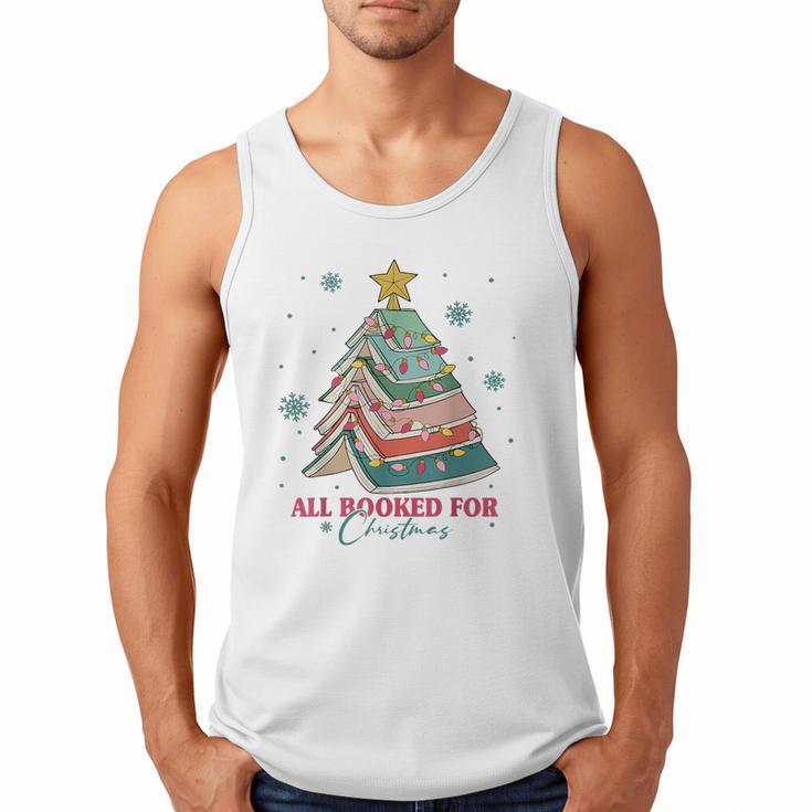 All Booked For Christmas Book Christmas Tree Lights Bookish Men Tank Top