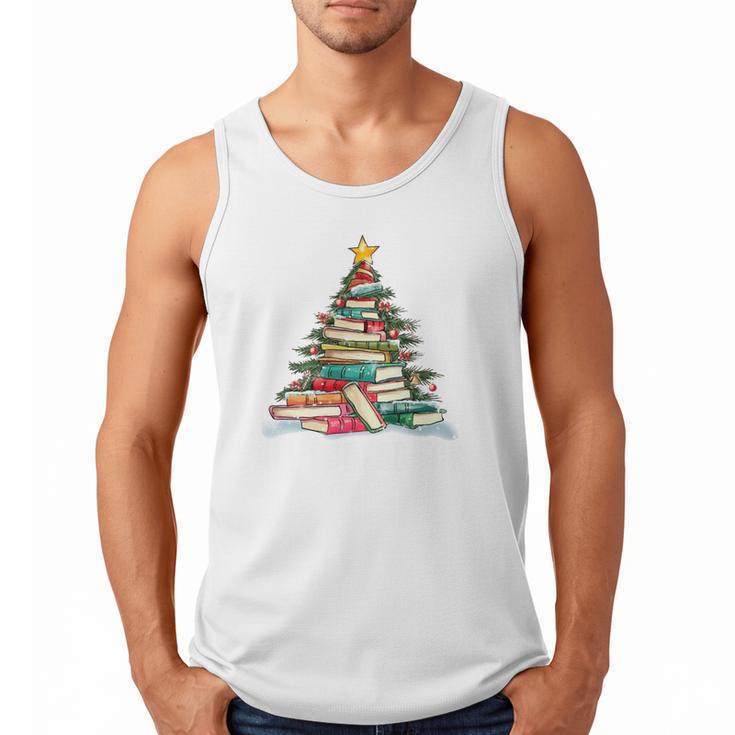 All Booked For Christmas Book Christmas Tree Lights Xmas Men Tank Top