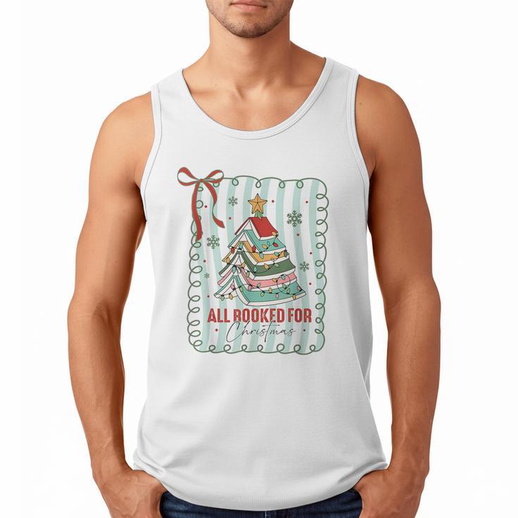 All Booked For Christmas Book Xmas Tree Coquette Bow Lights Men Tank Top