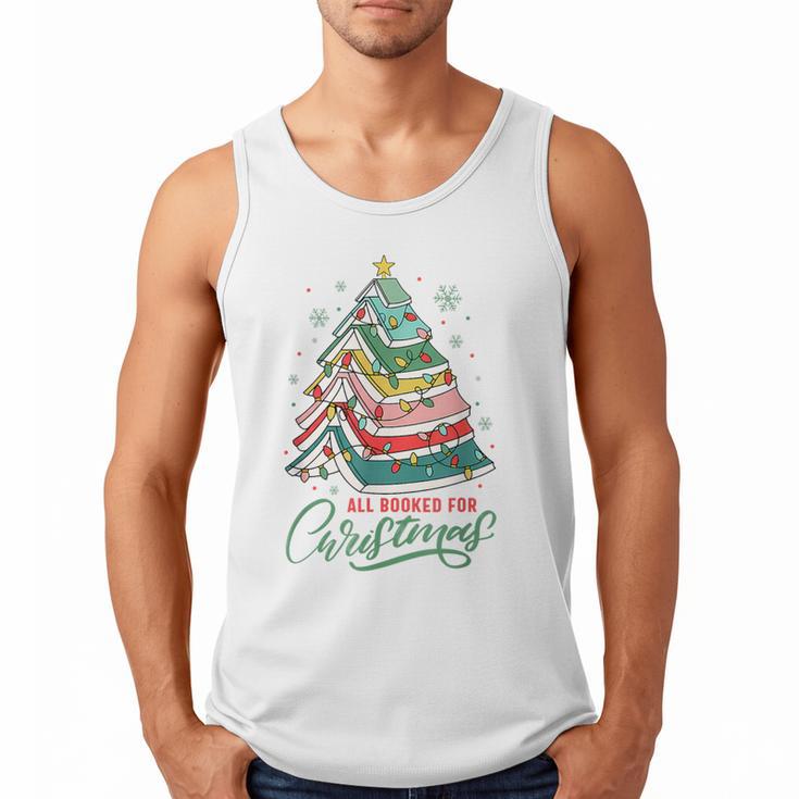All Booked For Christmas Book Xmas Tree Lights Reading Girly Men Tank Top