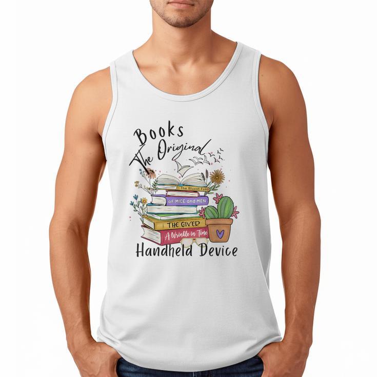 Books Original Handheld Device Reader Literacy Book Lover Men Tank Top
