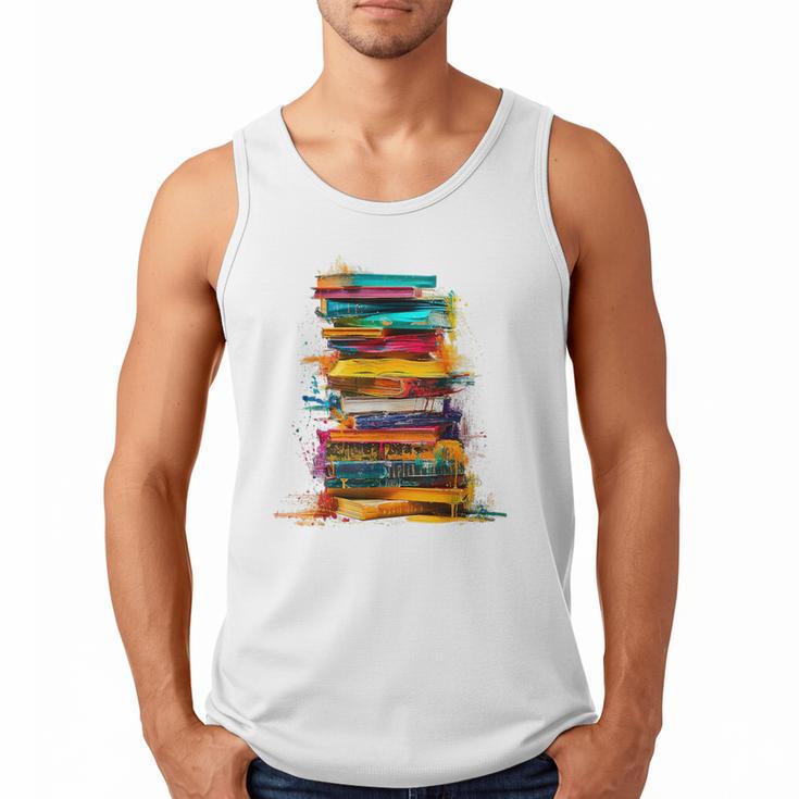 Books Painting Colorful Art Abstract Graphic Books Men Tank Top Books Painting Colorful Art Abstract Graphic Books Men Tank Top
