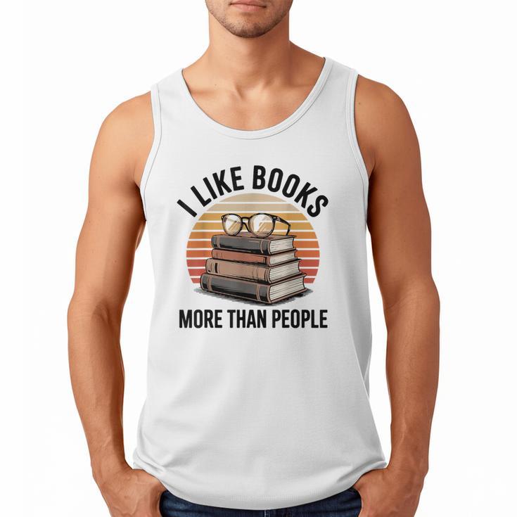 I Like Books More Than People Glasses Men Tank Top