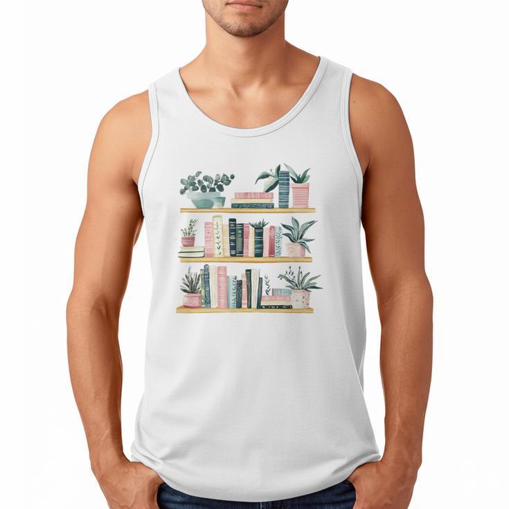 Bookshelves With Books & Plants Premium Men Tank Top