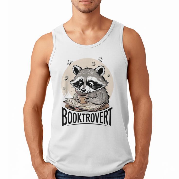 Booktrovert Raccoon Reading And Coffee For Book Lover Men Tank Top