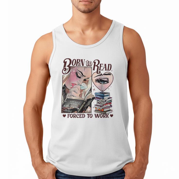 Born To Read Forced To Work Booklover -Adults Book Lovers Casual Grey Small Men Tank Top