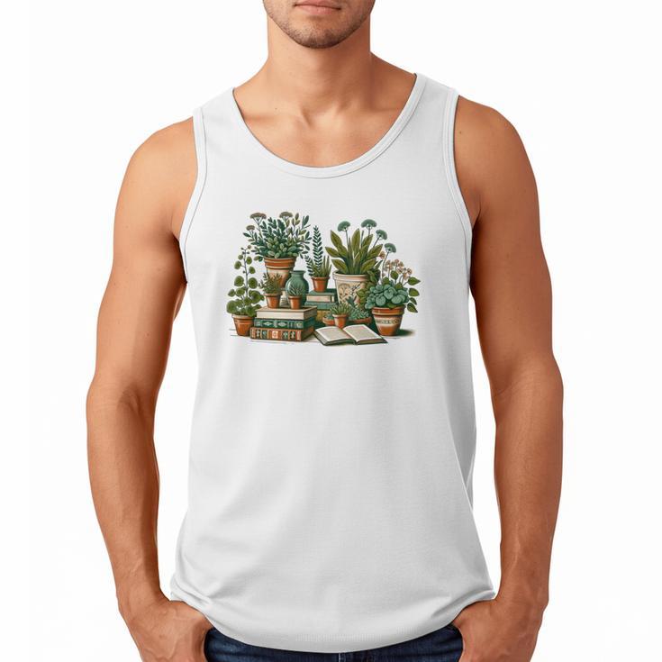 Botanical Garden Plants With Books Men Tank Top