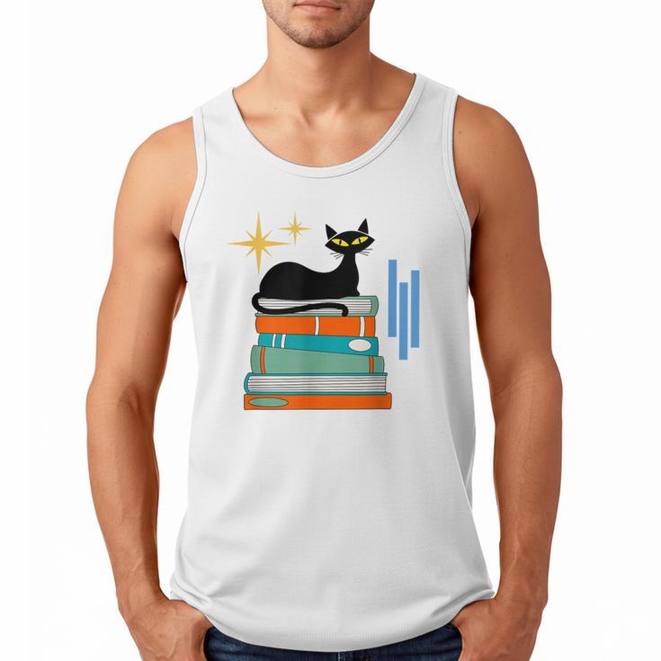 Cat And Books Retro Midcentury Mid Century Aesthetic Men Tank Top