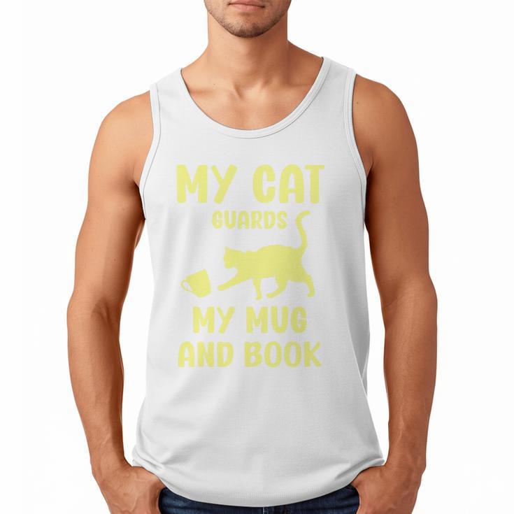 My Cat Guards My Mug And Book Humor Cats Premium Tri-Blend Men Tank Top