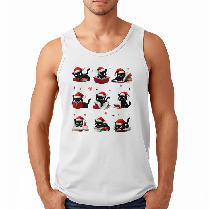 Cat Reading Books Lover Christmas Cat Lover Xmas Men Tank Top