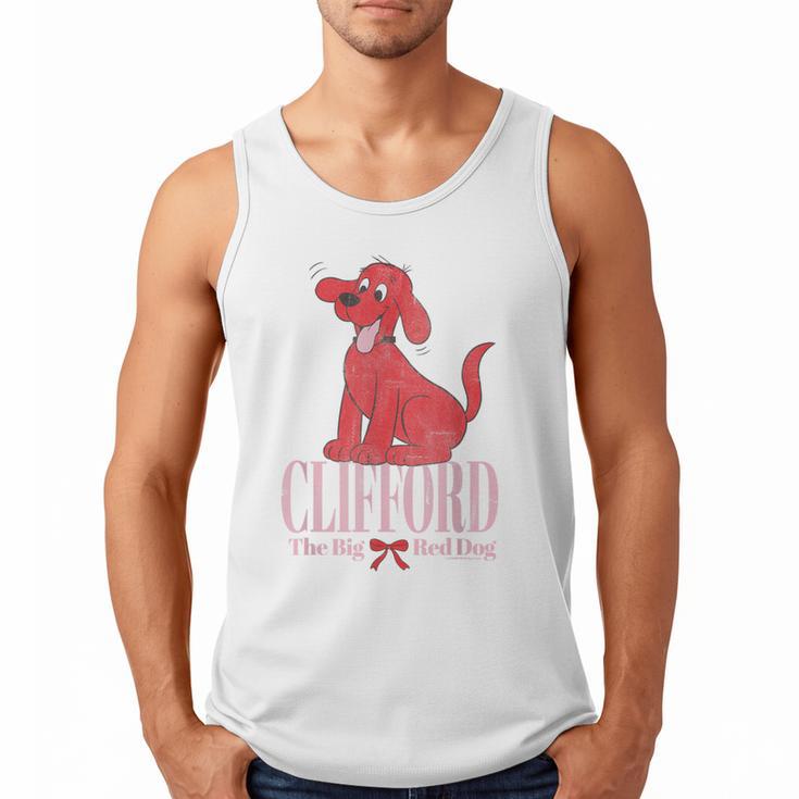 Clifford The Big Red Dog Pink Text With Bow Illustrated Book Men Tank Top