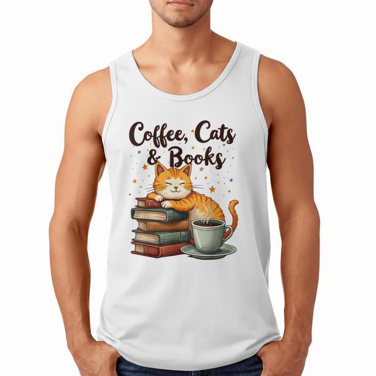 Coffee Cats And Books Lover For Women & Girls Coffee Men Tank Top