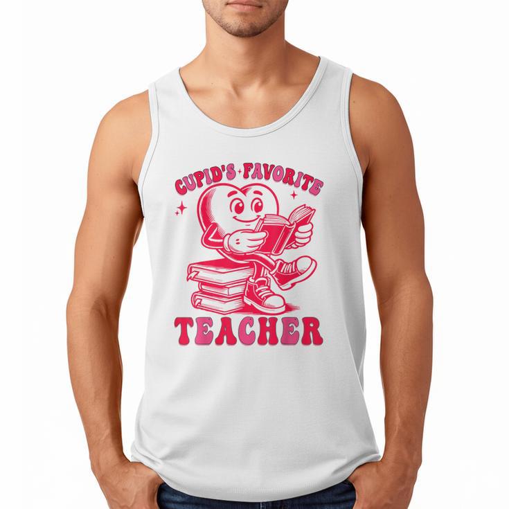 Cupid's Favorite Teacher Valentines Day Heart Book Lover Men Tank Top