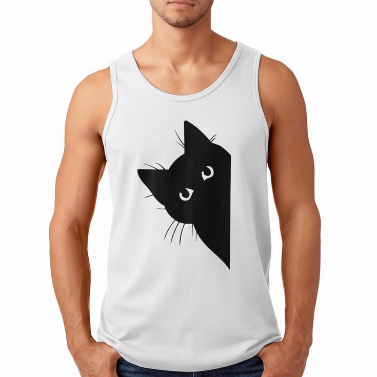 Curious Cat Peeking Sneaky Cat Cat Mom Cat Dad Men Tank Top