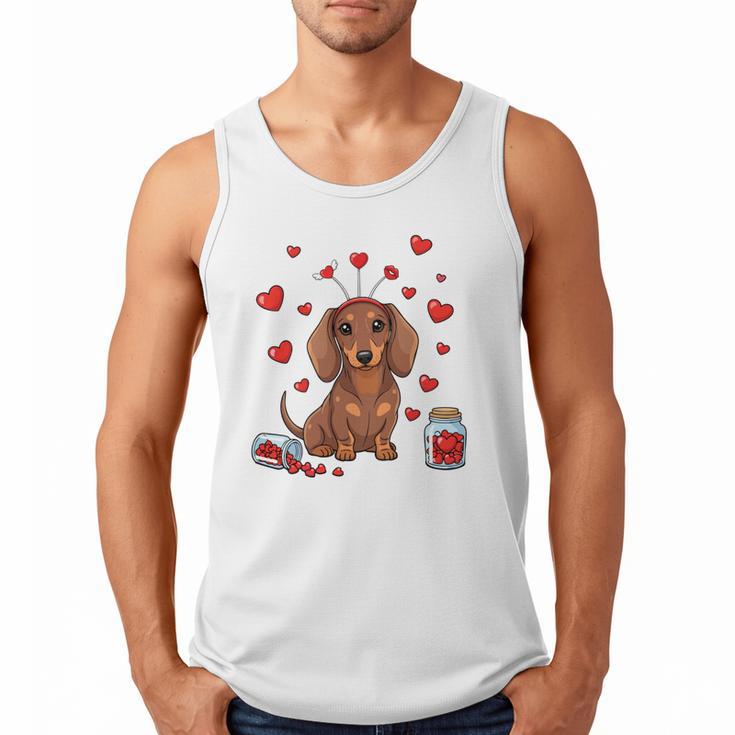 Cute Dachshund Valentine's Day Heart Love Dog Mom Dog Dad Men Tank Top
