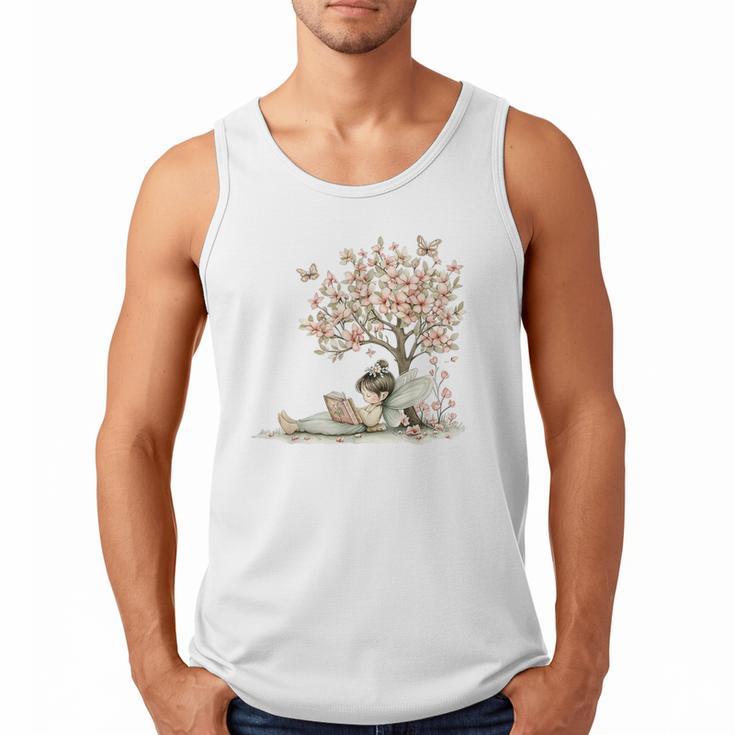 Cute Fairy Reading Fairycore Aesthetic Book Lover Men Tank Top