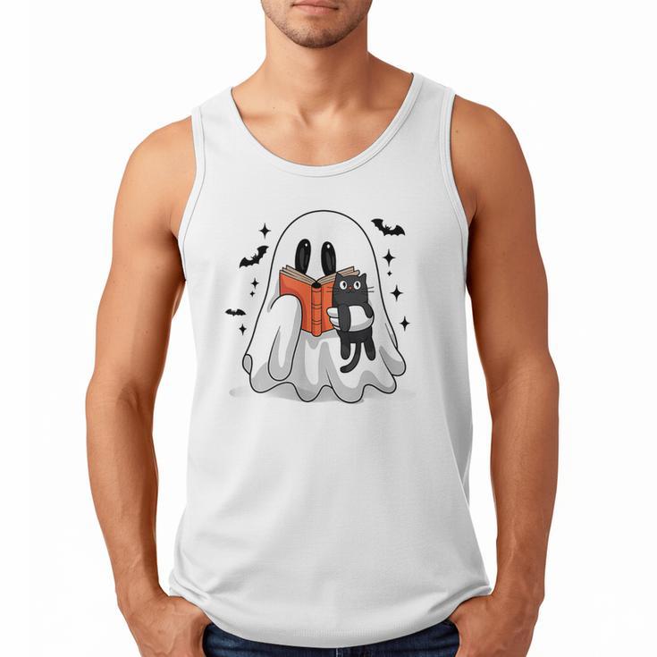 Cute Halloween Ghost Reading Book Men Tank Top