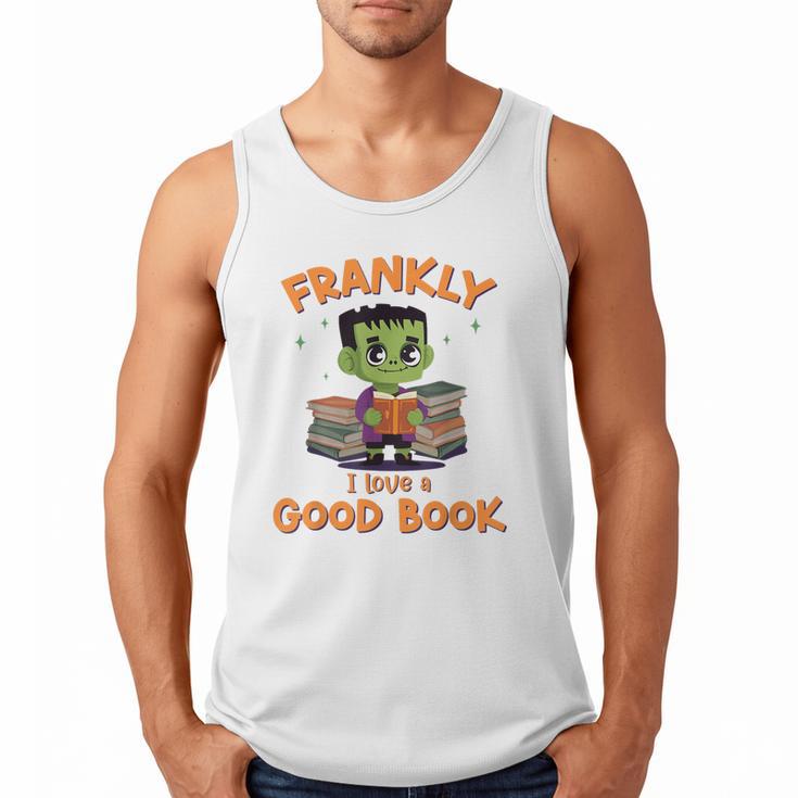 Cute Halloween Teacher Librarian Frankenstein Reading Books Men Tank Top