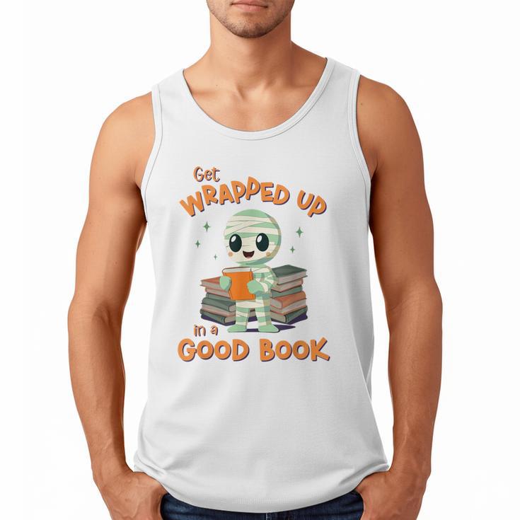Cute Halloween Teacher Librarian Mummy Reading Books Men Tank Top