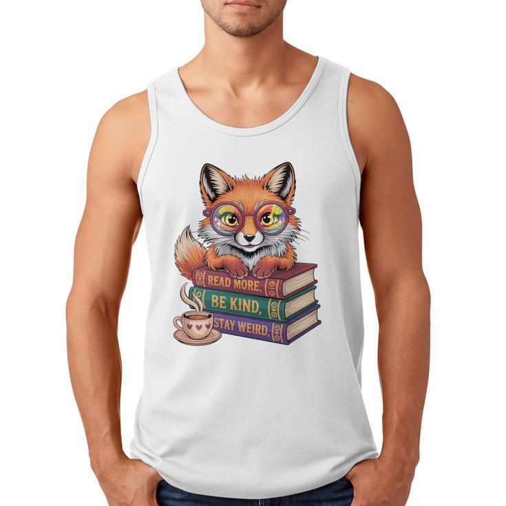 Cute Nerdy Fox Read Books Be Kind Stay Weird Book Club Premium Tri-Blend Men Tank Top