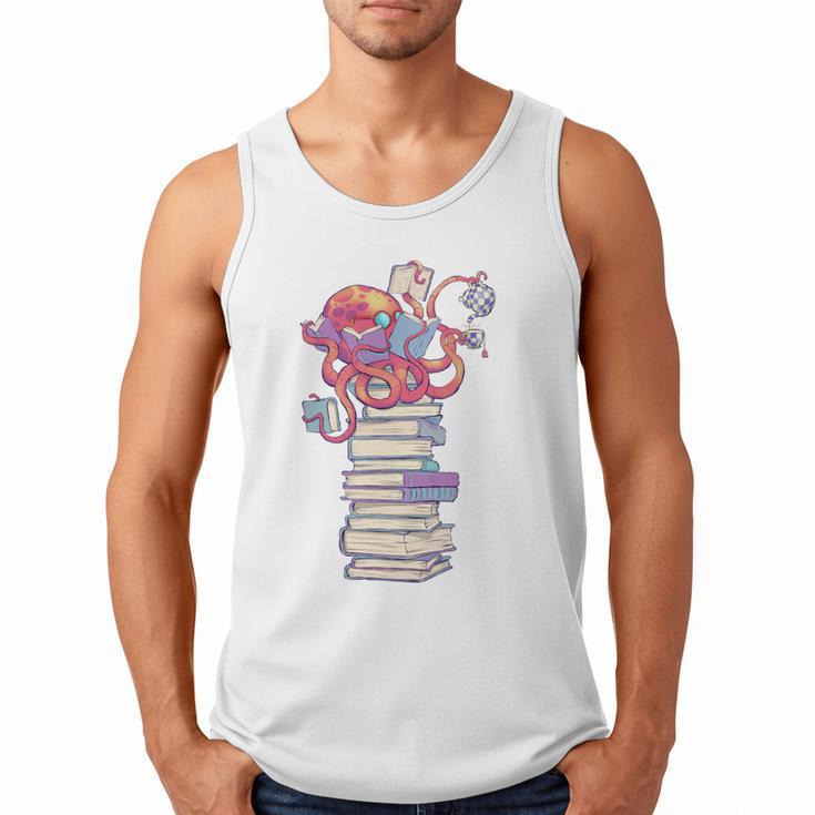 Cute Octopus Bookworm Fun Reading Tee For Book Lovers Men Tank Top