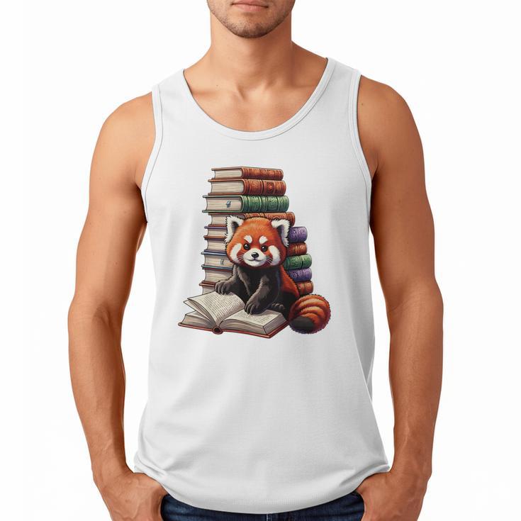 Cute Red Panda Reading Book Animal Bookworm Men Tank Top