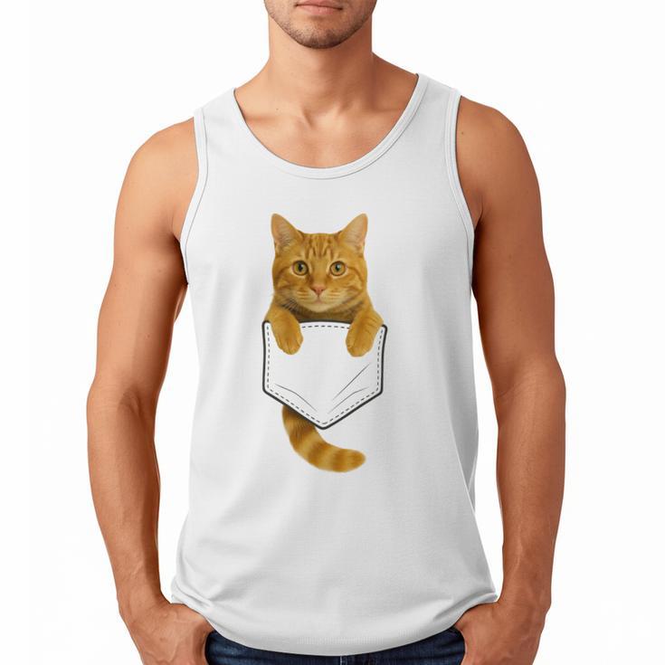 Cute Tabby Cat Pocket Cat Mom Cat Dad Cat Lover Men Tank Top