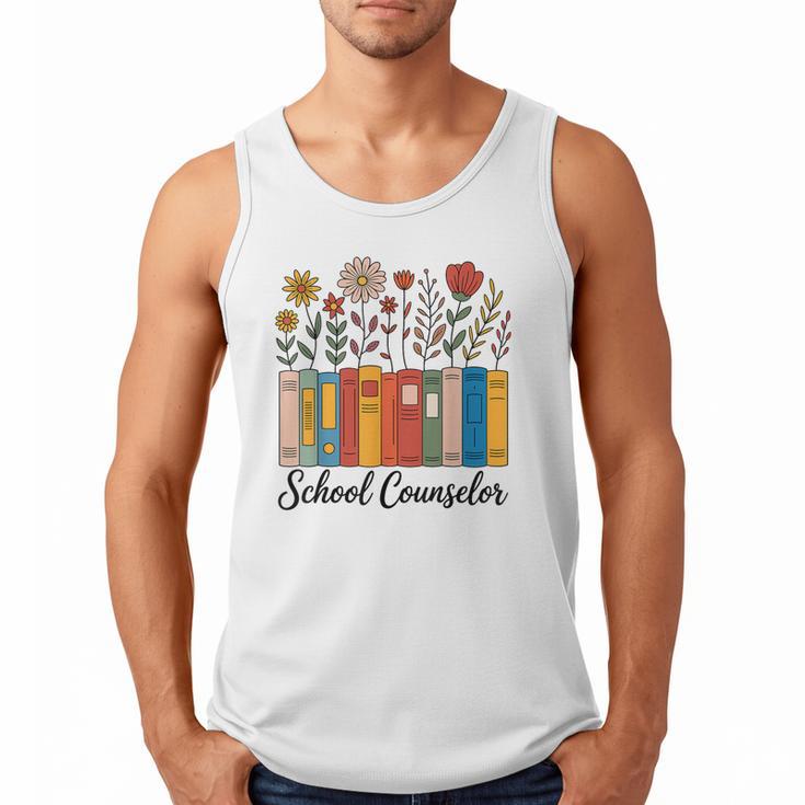 Cute Wildflower Book School Counseling Life School Counselor Men Tank Top