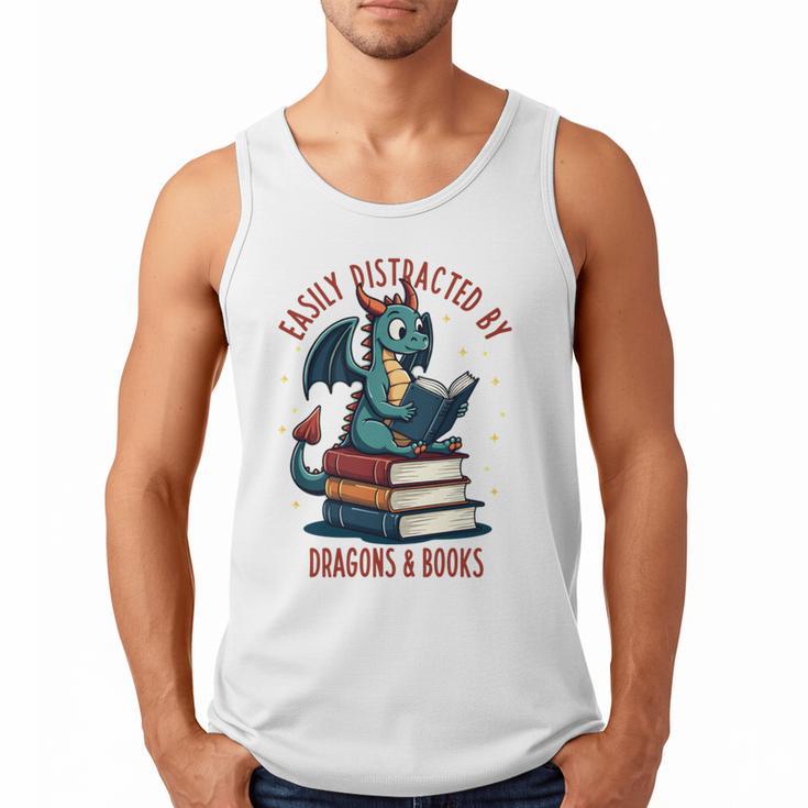 Dark Romance Romantasy Easily Distracted By Dragons & Books Men Tank Top