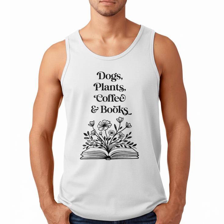 Dogs Plants Coffee Books Book Lover Dog Lover Reading Men Tank Top