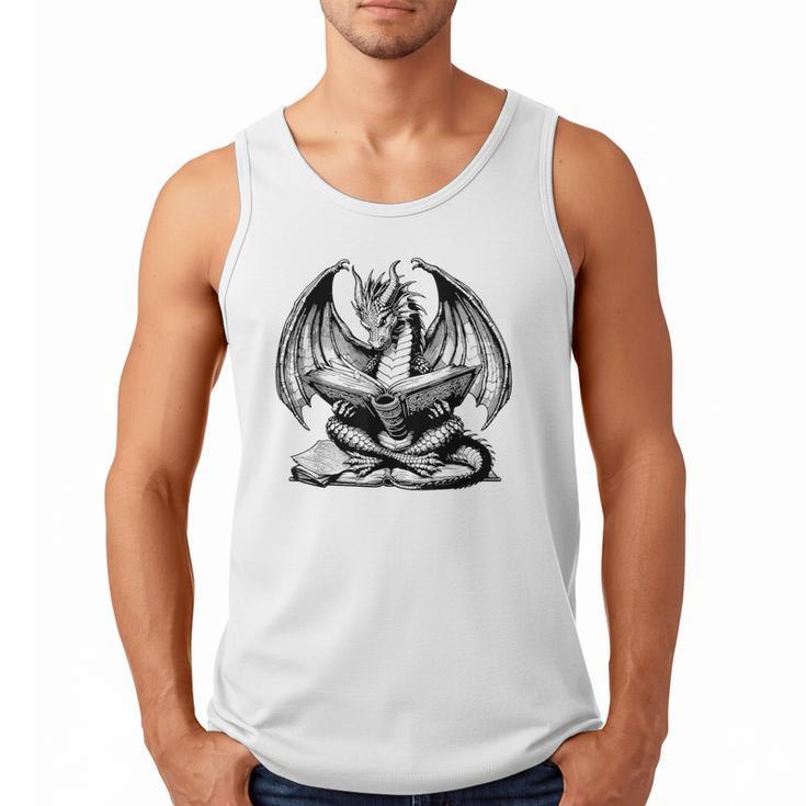 Dragon Reading Book Bookworm Books Dragon Lover Learning Men Tank Top