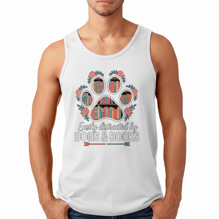Easily Distracted By Dogs And Books Reading Men Tank Top
