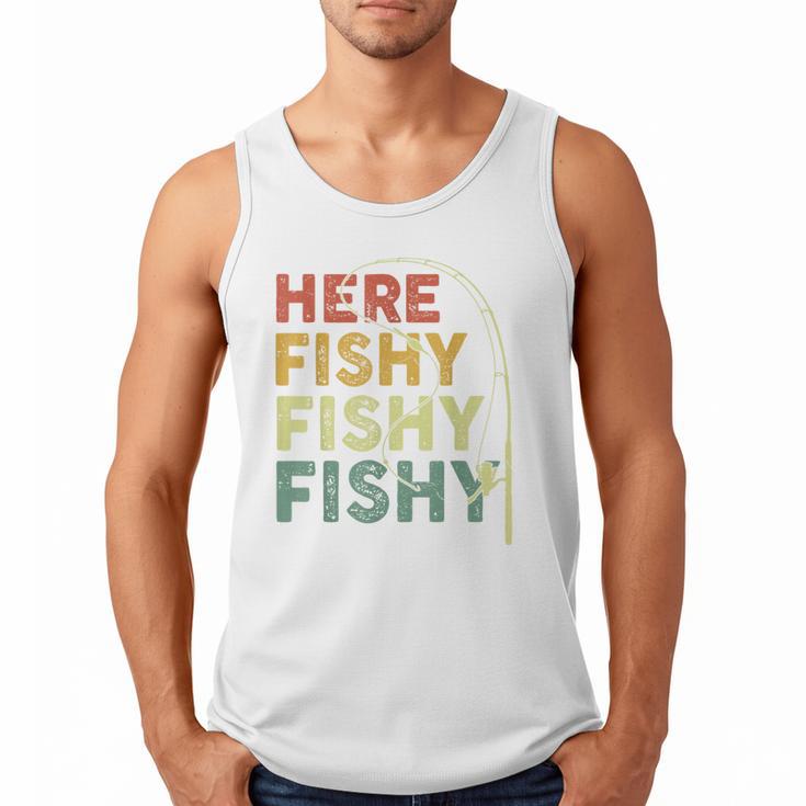 Fishing Here-Fishy Bass Fish Dad Men Tank Top