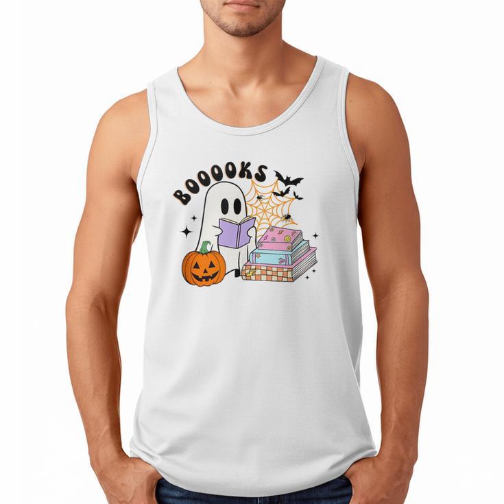 Ghost Reading Halloween Women Teacher Book Lover Men Tank Top
