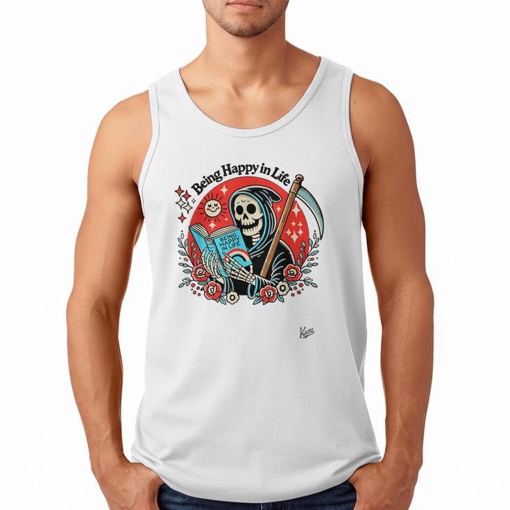 Grim Reaper Reads a Book Men Tank Top