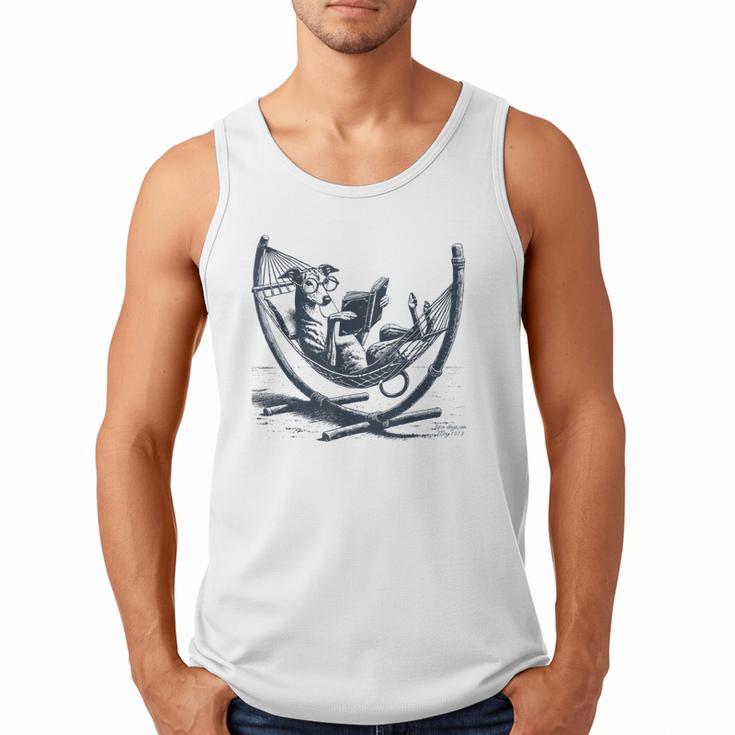 Italian Greyhound Whippet Dog Reading Book Hammock Iggy Mom Men Tank Top