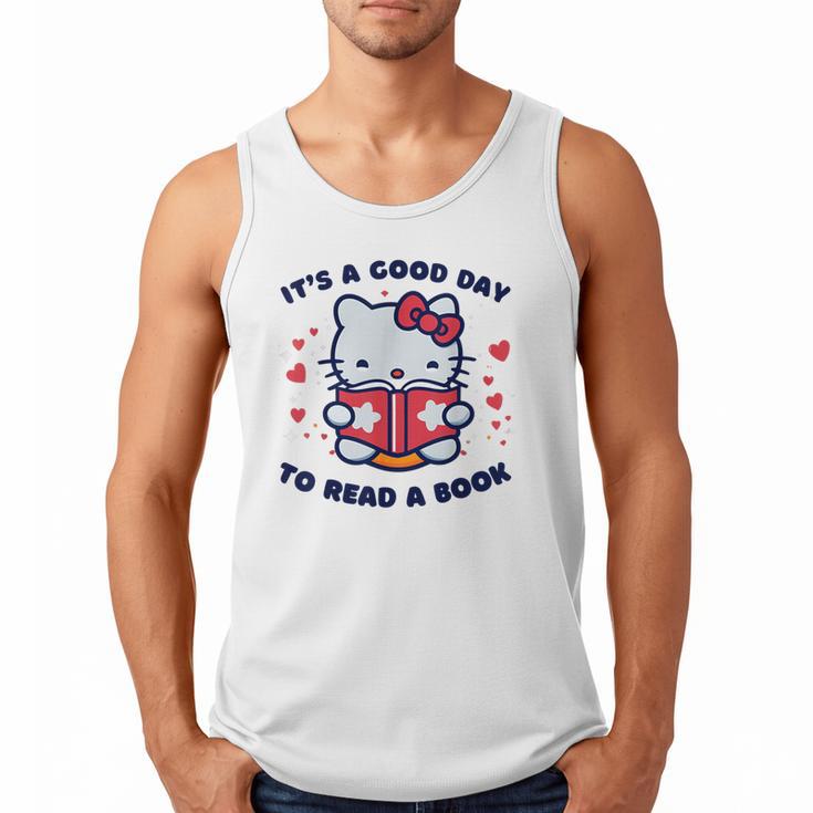 It's a Good Day To Read a Book Cute Cat Book Day Girls Boys Men Tank Top
