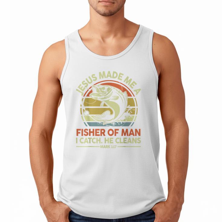 Jesus Made Fisher Man Christian Fishing Bass Fish Dad Men Tank Top