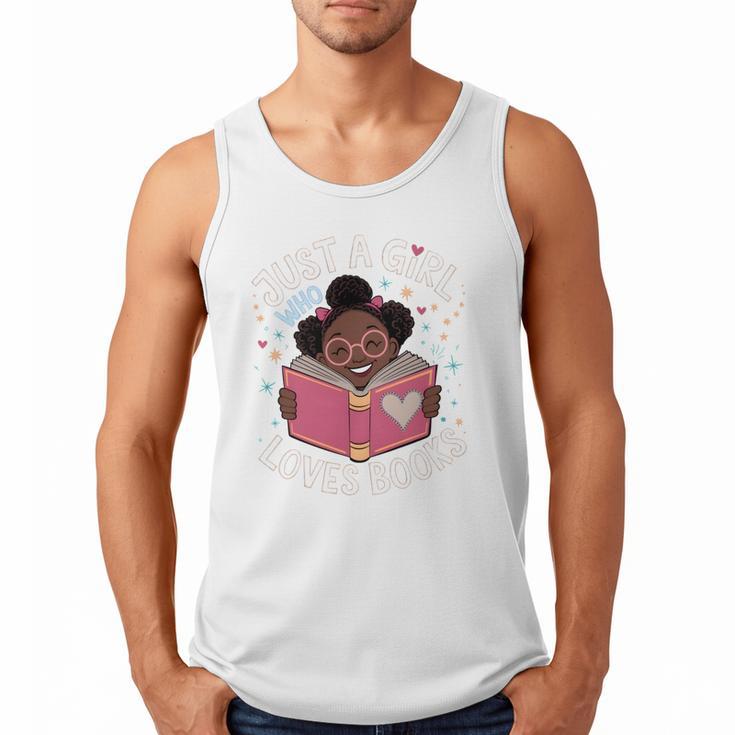 Just A Girl Who Loves Books Cute African American Afro Men Tank Top