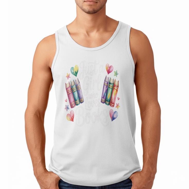 Just a Girl Who Loves Books Lover Reading Library Librarian Men Tank Top