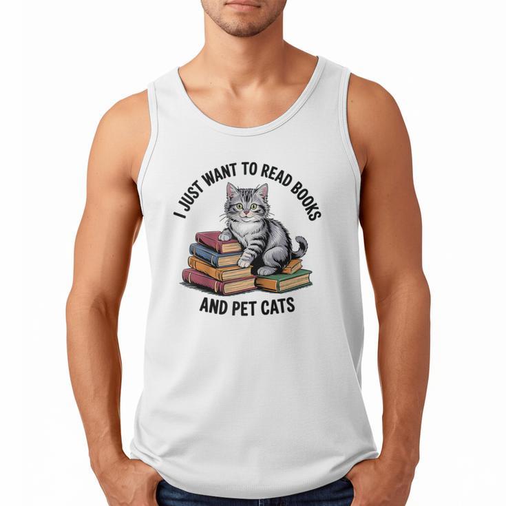 I Just Want To Read Books And Pet Cats Raglan Baseball Tee Men Tank Top