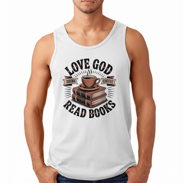 Love God Drink Coffee Read Books – Vintage Spiritual Reading Men Tank Top