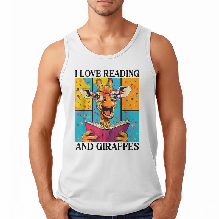 Love Reading And Giraffes Cute Giraffe Reading Book Lovers Men Tank Top