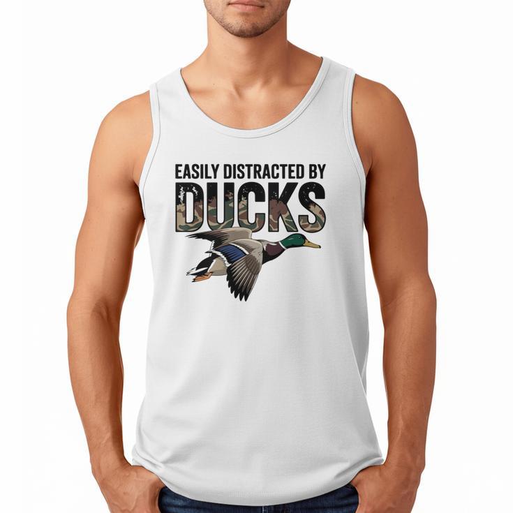 Mallard Duck Hunting Camo Easily Distracted Duck Dad Men Tank Top